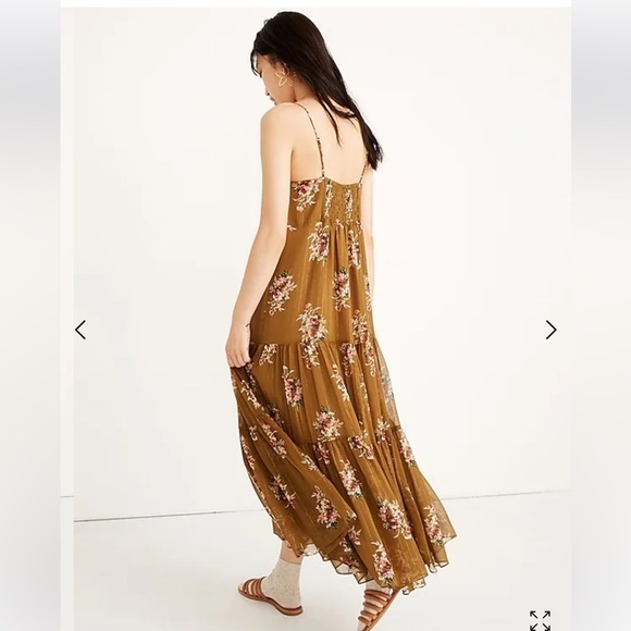 Madewell Cami Tier Midi Dress Metallic Classic Corsage Women’s Size 4 - Picture 3 of 16